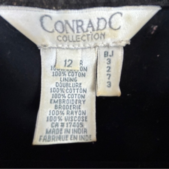 Vintage Conrad C Western Aztec Cotton Embroidered Jacket Size 12 Black Brown - Picture 12 of 13